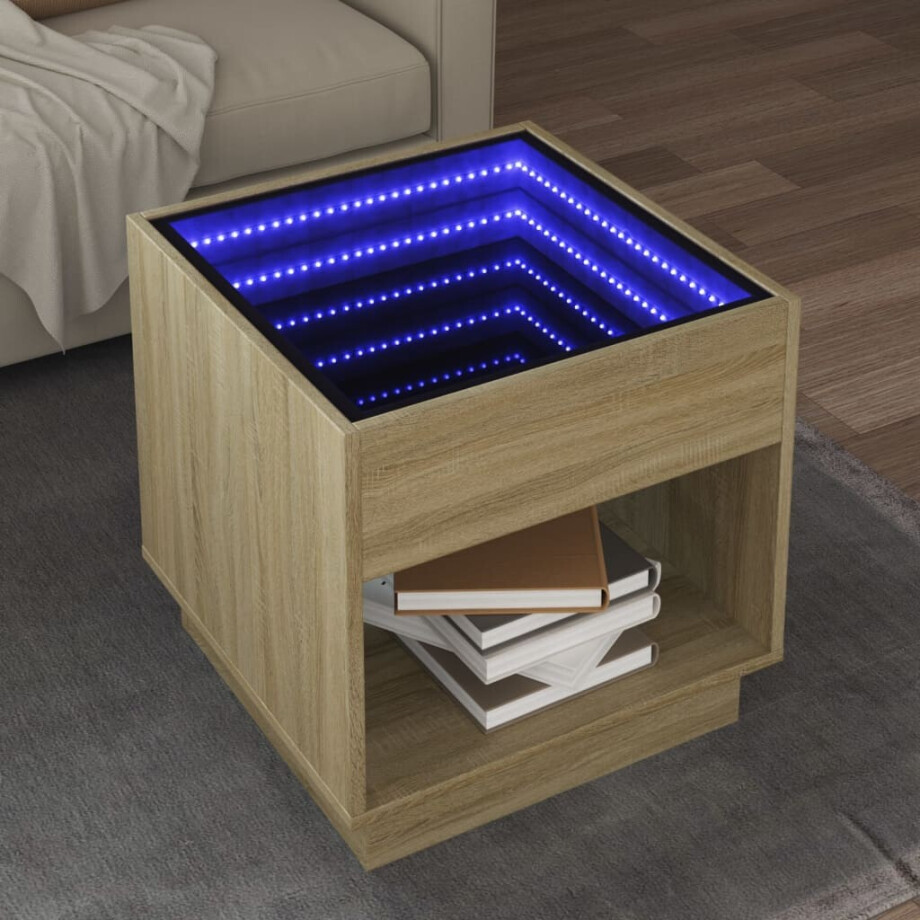 vidaXL Salontafel met Infinity LED 50x50x50 cm sonoma eikenkleurig afbeelding 1