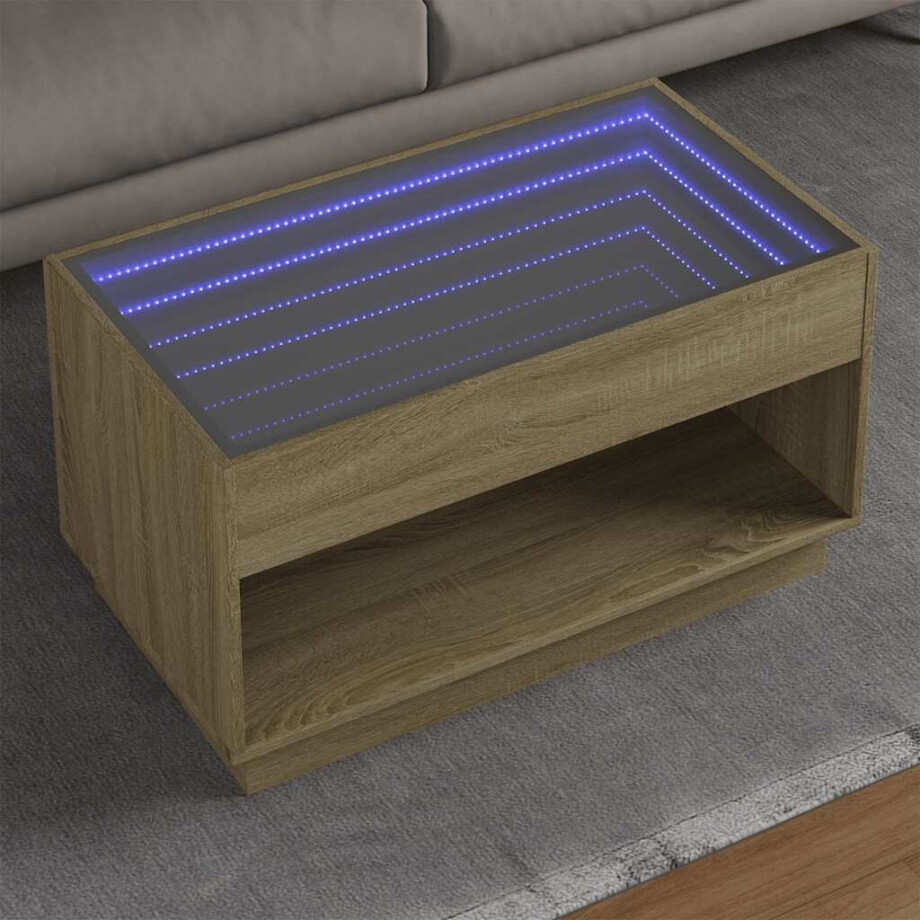 vidaXL Salontafel met Infinity LED 90x50x50 cm sonoma eikenkleurig afbeelding 1