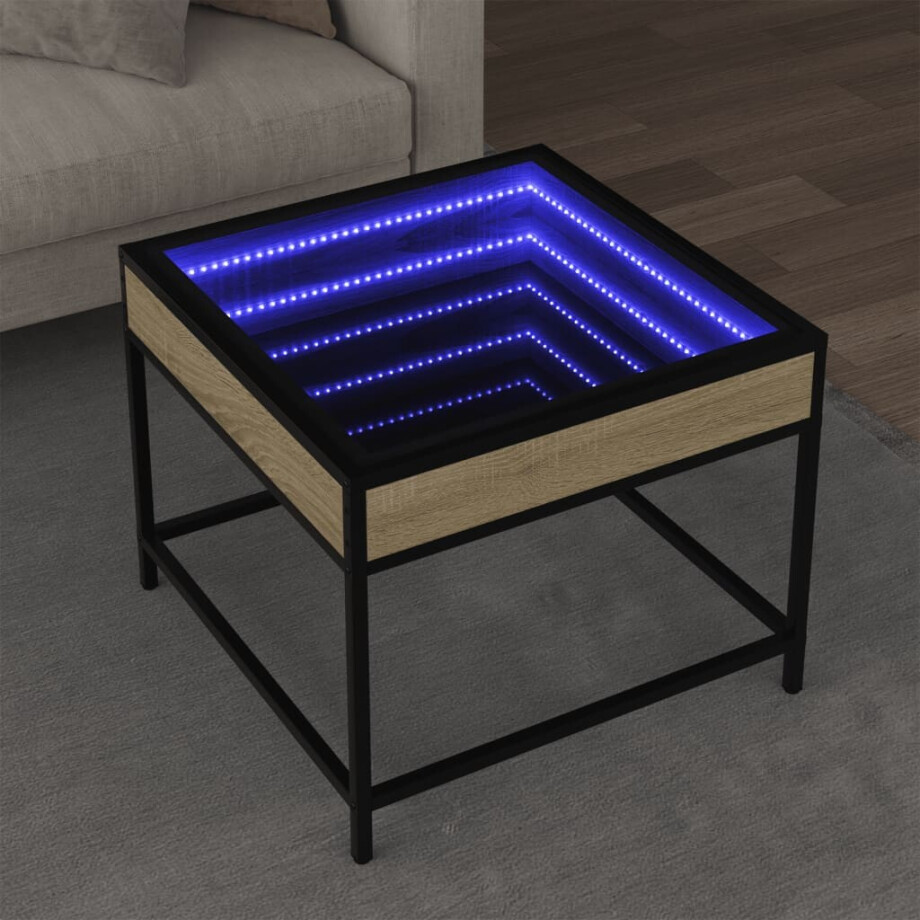 vidaXL Salontafel met Infinity LED 50x50x41 cm sonoma eikenkleurig afbeelding 1