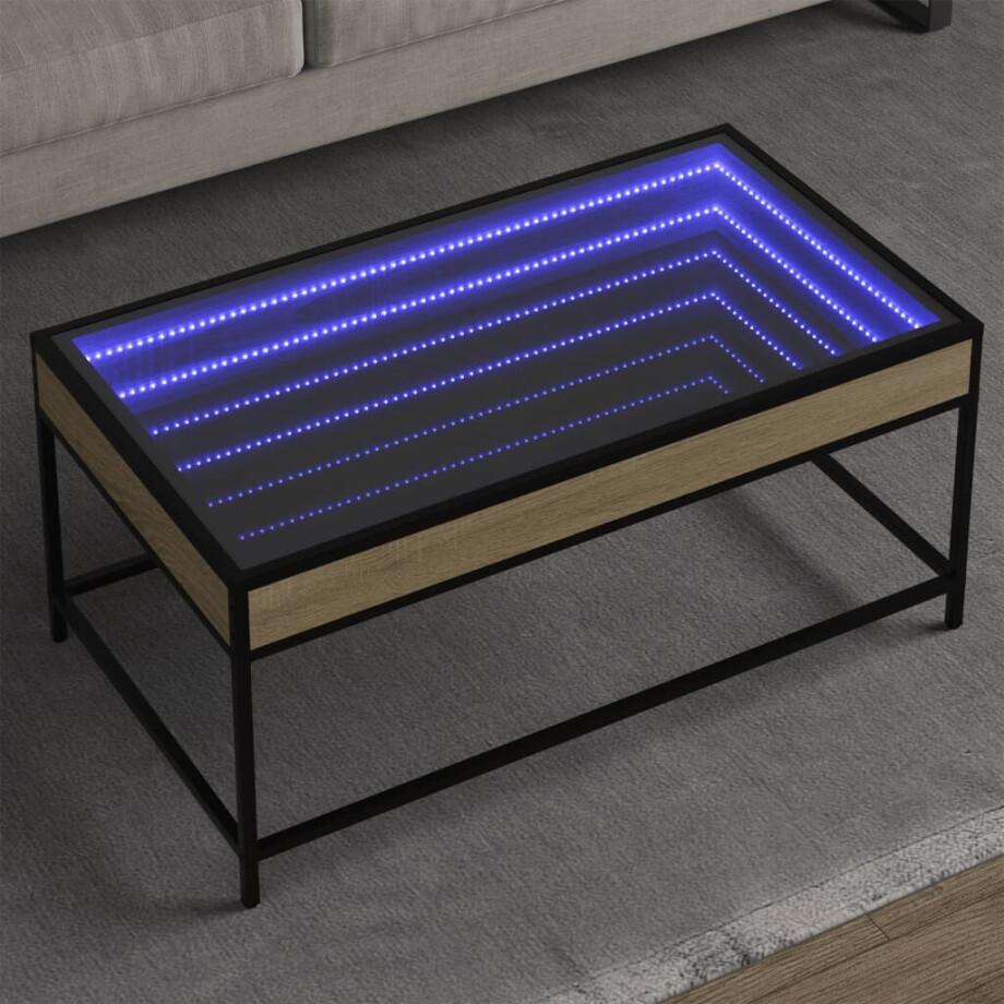 vidaXL Salontafel met Infinity LED 90x50x41 cm sonoma eikenkleurig afbeelding 1
