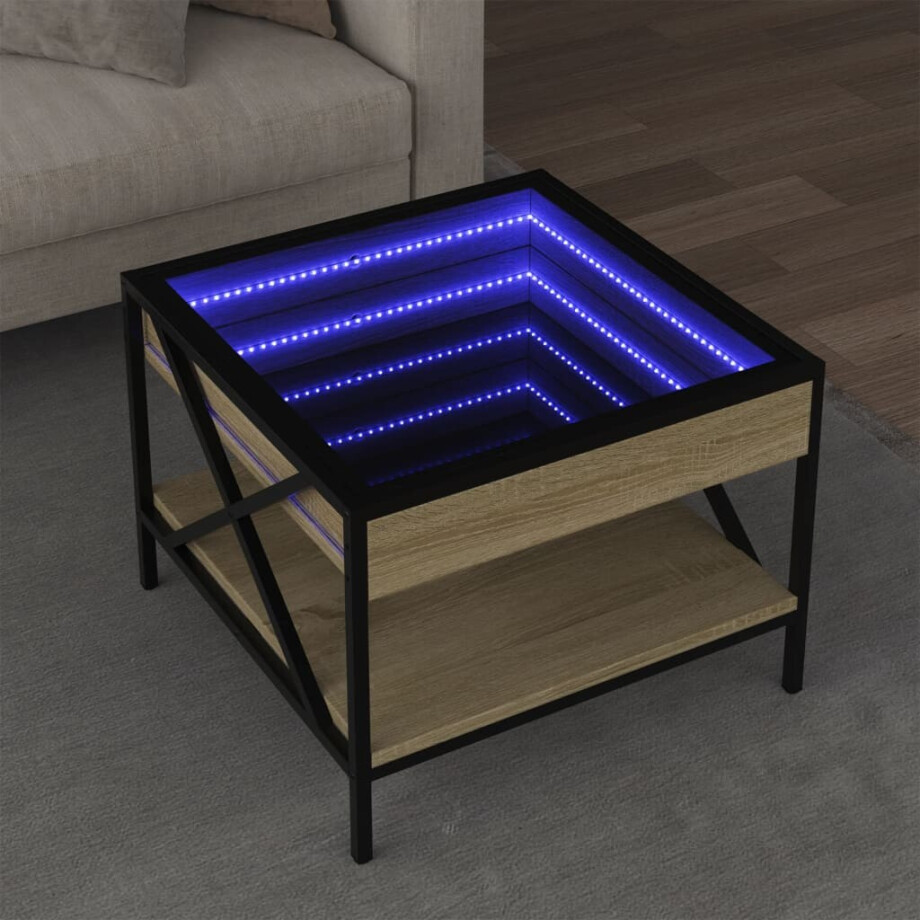 vidaXL Salontafel met Infinity LED 50x50x38 cm sonoma eikenkleurig afbeelding 1