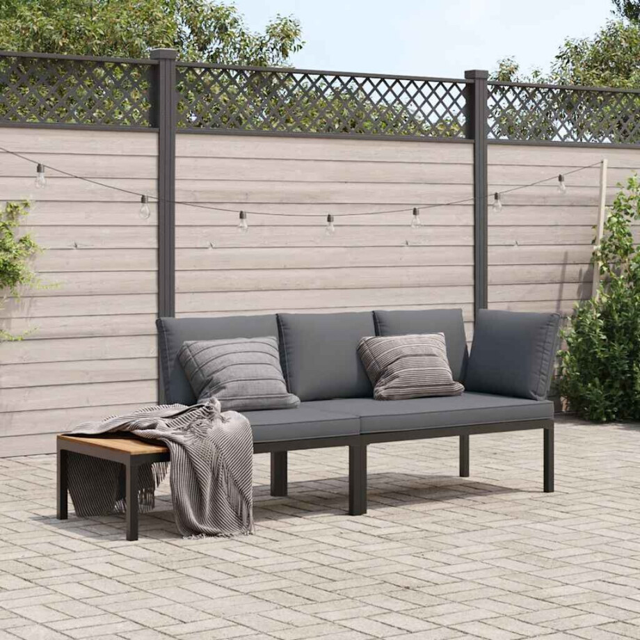 vidaXL 2-delige Loungeset met kussens aluminium zwart vidaXL 2-delige Loungeset met kussens aluminium zwart afbeelding 1