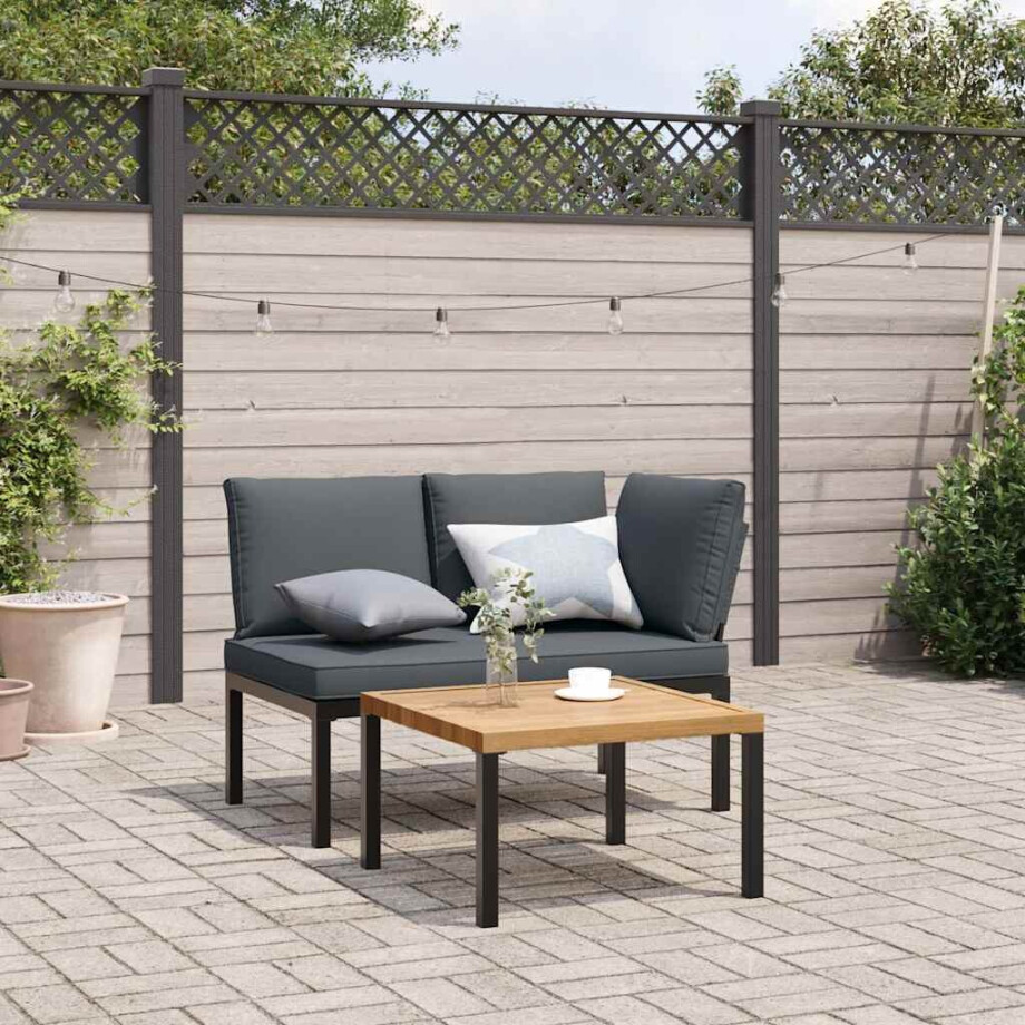 vidaXL 2-delige Loungeset met kussens aluminium zwart vidaXL 2-delige Loungeset met kussens aluminium zwart afbeelding 1