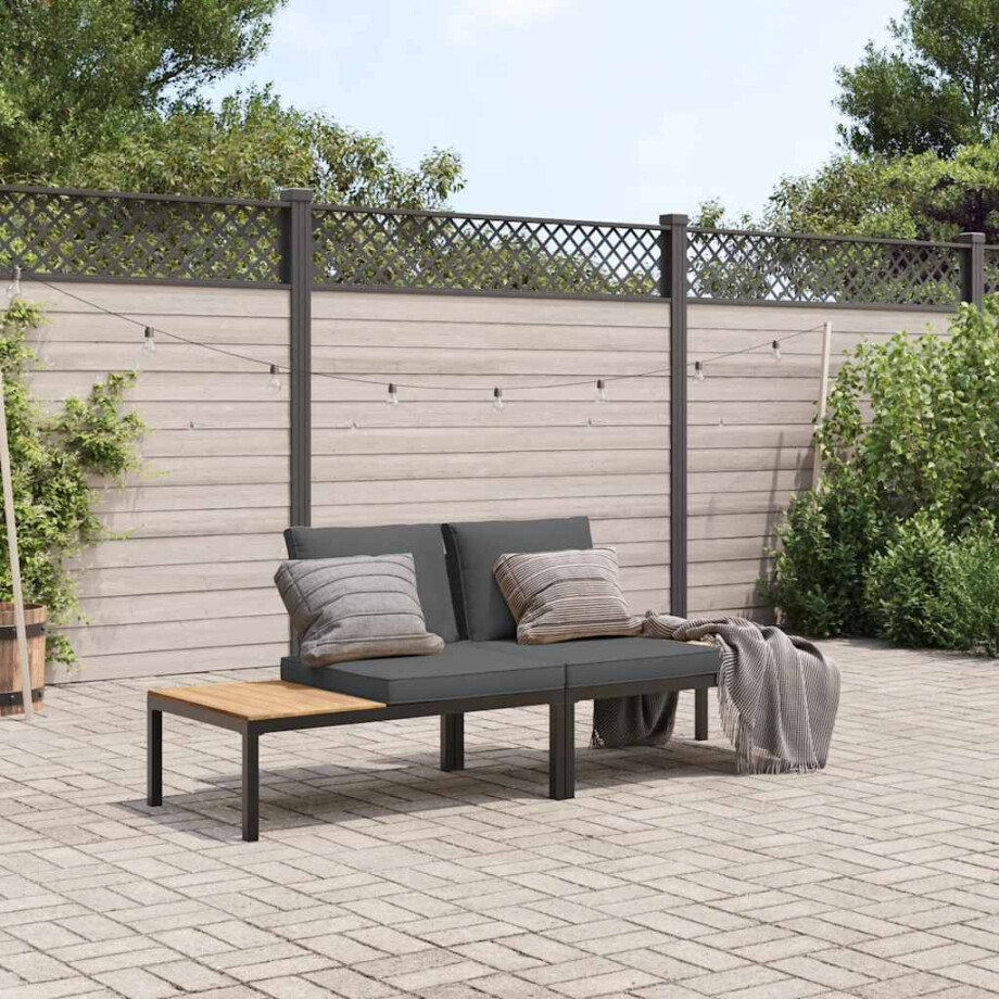 vidaXL 2-delige Loungeset met kussens aluminium zwart vidaXL 2-delige Loungeset met kussens aluminium zwart afbeelding 1