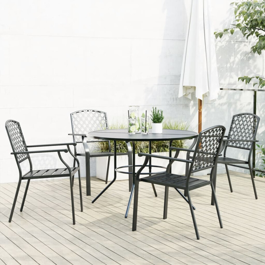 vidaXL 5-delige Tuinset stapelbaar gepoedercoat staal antracietkleur afbeelding 1