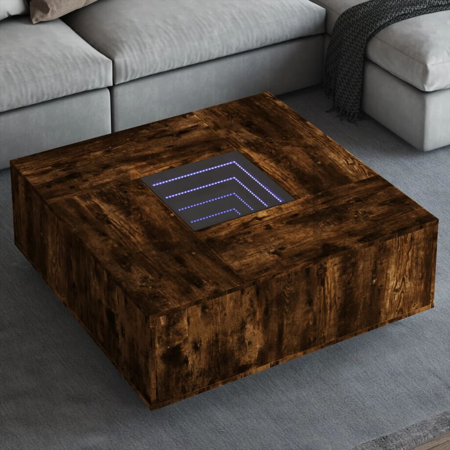 vidaXL Salontafel met Infinity LED 100x100x40 cm gerookt eikenkleurig afbeelding 1