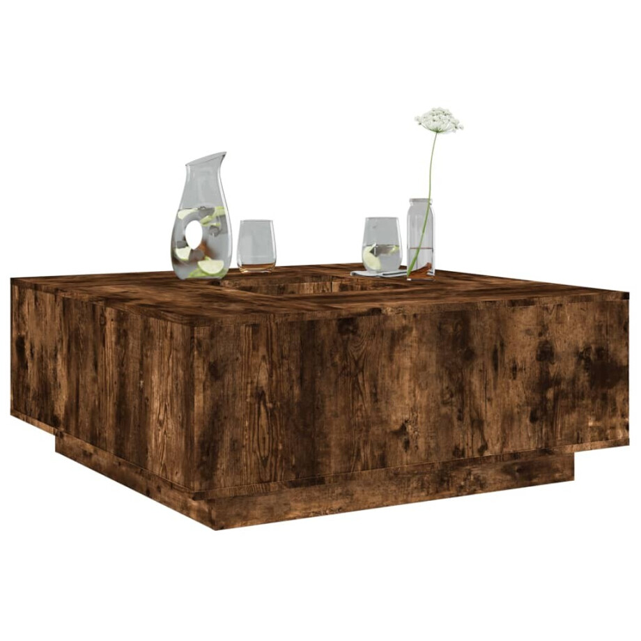 vidaXL Salontafel 100x100x40 cm bewerkt hout gerookt eikenkleurig afbeelding 1