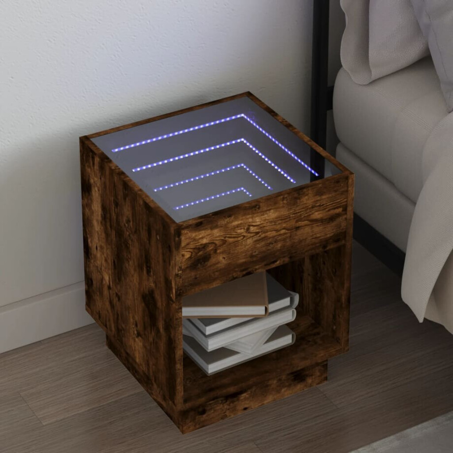 vidaXL Nachtkastje met Infinity LED 40x40x50 cm bruin eikenkleurig vidaXL Nachtkastje met Infinity LED 40x40x50 cm bruin eikenkleurig afbeelding 1