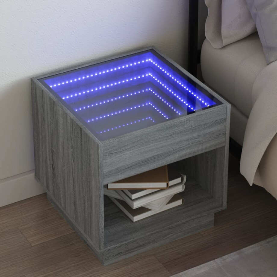 vidaXL Nachtkastje met Infinity LED 50x50x50 cm grijs sonoma eiken vidaXL Nachtkastje met Infinity LED 50x50x50 cm grijs sonoma eiken afbeelding 1