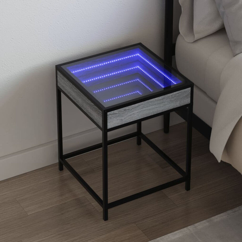 vidaXL Nachtkastje met Infinity LED 40x40x51 cm grijs sonoma eiken vidaXL Nachtkastje met Infinity LED 40x40x51 cm grijs sonoma eiken afbeelding 1