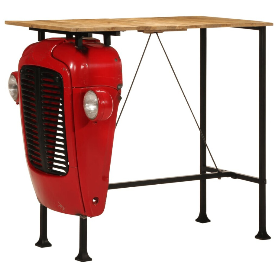 vidaXL Bartafel tractor 55x120x107 cm massief mangohout rood en bruin vidaXL Bartafel tractor 55x120x107 cm massief mangohout rood en bruin afbeelding 1