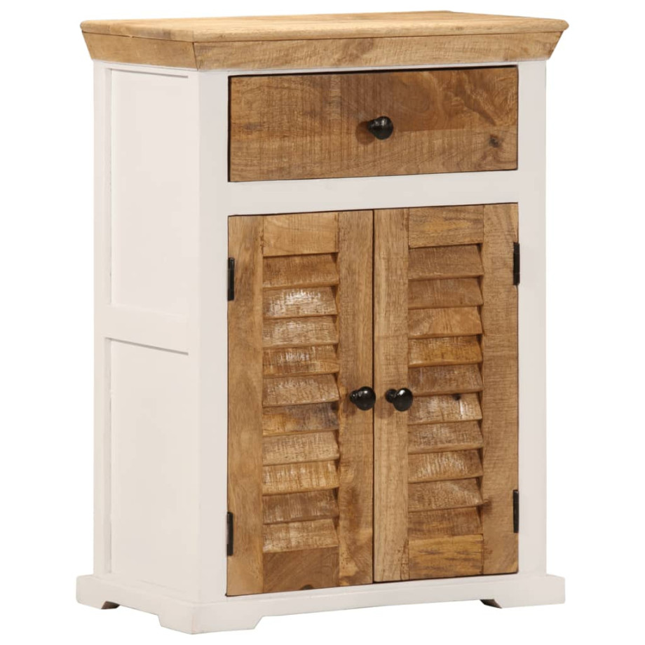 vidaXL Dressoir 55x30x73 cm massief ruw mangohout wit en bruin afbeelding 1