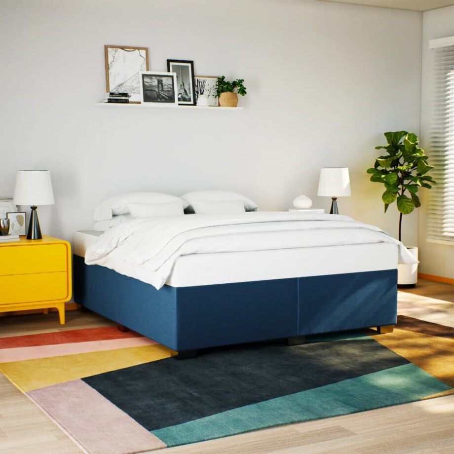 vidaXL Bedframe zonder matras stof blauw 200x200 cm vidaXL Bedframe zonder matras stof blauw 200x200 cm afbeelding 1