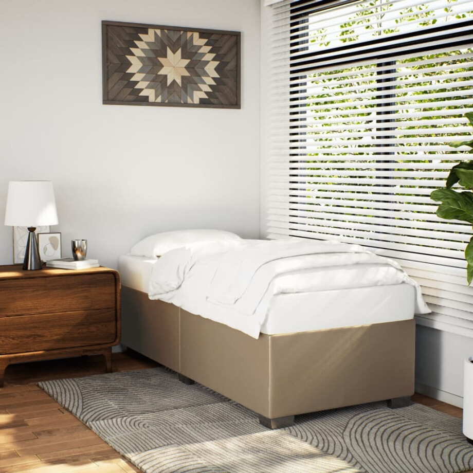 vidaXL Bedframe kunstleer cappuccinokleurig 90x190 cm vidaXL Bedframe kunstleer cappuccinokleurig 90x190 cm afbeelding 1