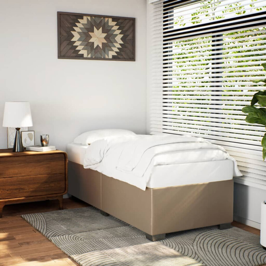 vidaXL Bedframe kunstleer cappuccinokleurig 90x200 cm vidaXL Bedframe kunstleer cappuccinokleurig 90x200 cm afbeelding 1