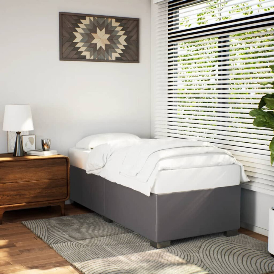 vidaXL Bedframe kunstleer grijs 100x200 cm vidaXL Bedframe kunstleer grijs 100x200 cm afbeelding 1