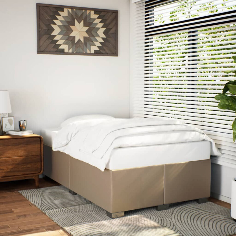 vidaXL Bedframe zonder matras 120x190 cm kunstleer cappuccinokleurig vidaXL Bedframe zonder matras 120x190 cm kunstleer cappuccinokleurig afbeelding 1