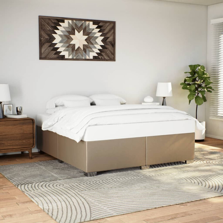 vidaXL Bedframe kunstleer cappuccinokleurig 200x200 cm afbeelding 1
