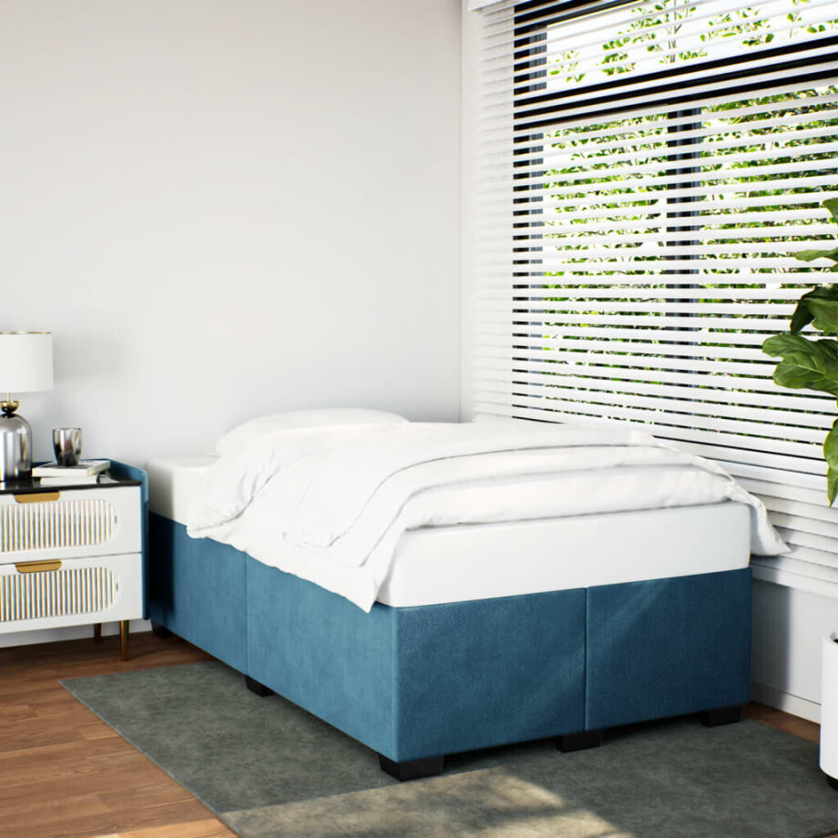 vidaXL Bedframe fluweel blauw 120x190 cm afbeelding 1