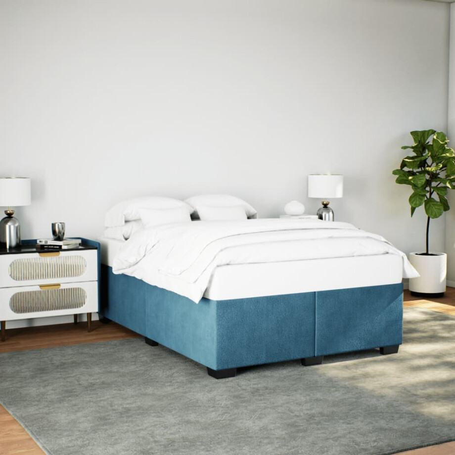 vidaXL Bedframe fluweel blauw 160x200 cm vidaXL Bedframe fluweel blauw 160x200 cm afbeelding 1