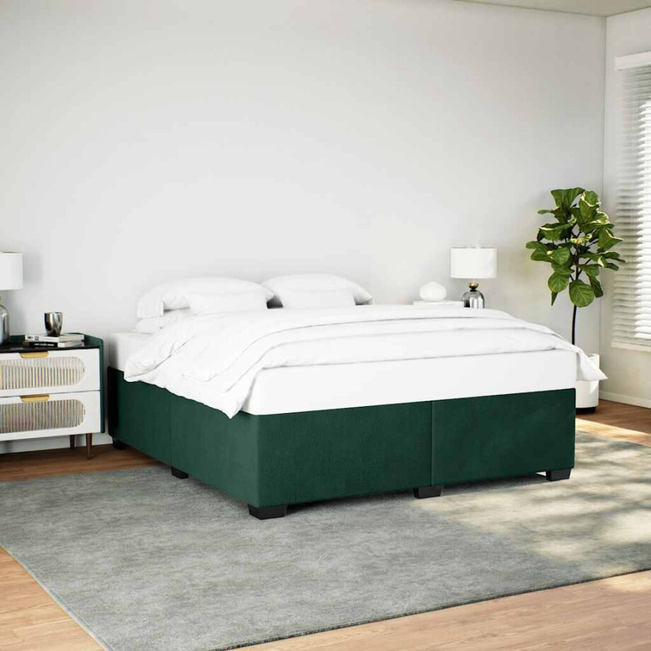 vidaXL Bedframe zonder matras 180x200 cm fluweel donkergroen vidaXL Bedframe zonder matras 180x200 cm fluweel donkergroen afbeelding 1