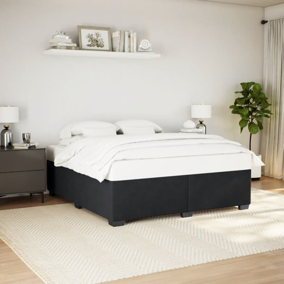 vidaXL Bedframe zonder matras 200x200 cm fluweel zwart vidaXL Bedframe zonder matras 200x200 cm fluweel zwart afbeelding 1
