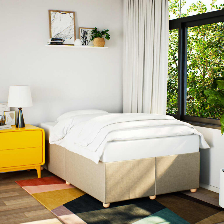 vidaXL Bedframe zonder matras 120x190 cm stof crèmekleurig vidaXL Bedframe zonder matras 120x190 cm stof crèmekleurig afbeelding 1