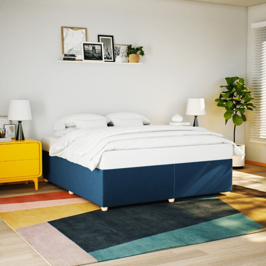 vidaXL Bedframe zonder matras stof blauw 200x200 cm vidaXL Bedframe zonder matras stof blauw 200x200 cm afbeelding 1