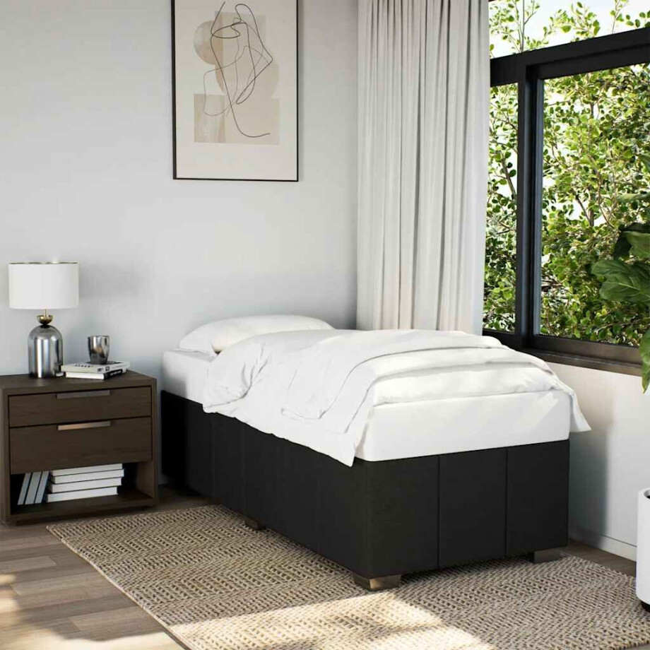 vidaXL Bedframe zonder matras 100x200 cm stof zwart afbeelding 1