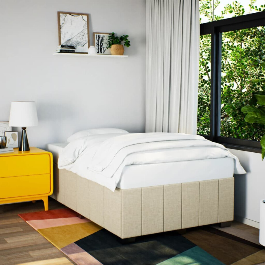 vidaXL Bedframe zonder matras 120x200 cm stof crèmekleurig afbeelding 1