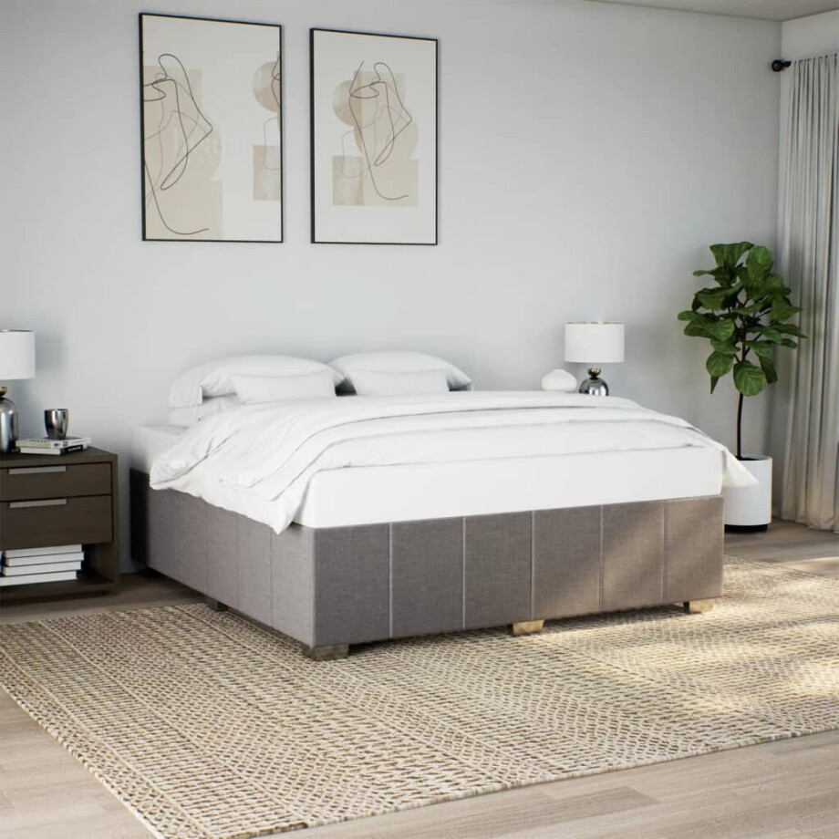 vidaXL Bedframe zonder matras stof taupe 180x200 cm vidaXL Bedframe zonder matras stof taupe 180x200 cm afbeelding 1