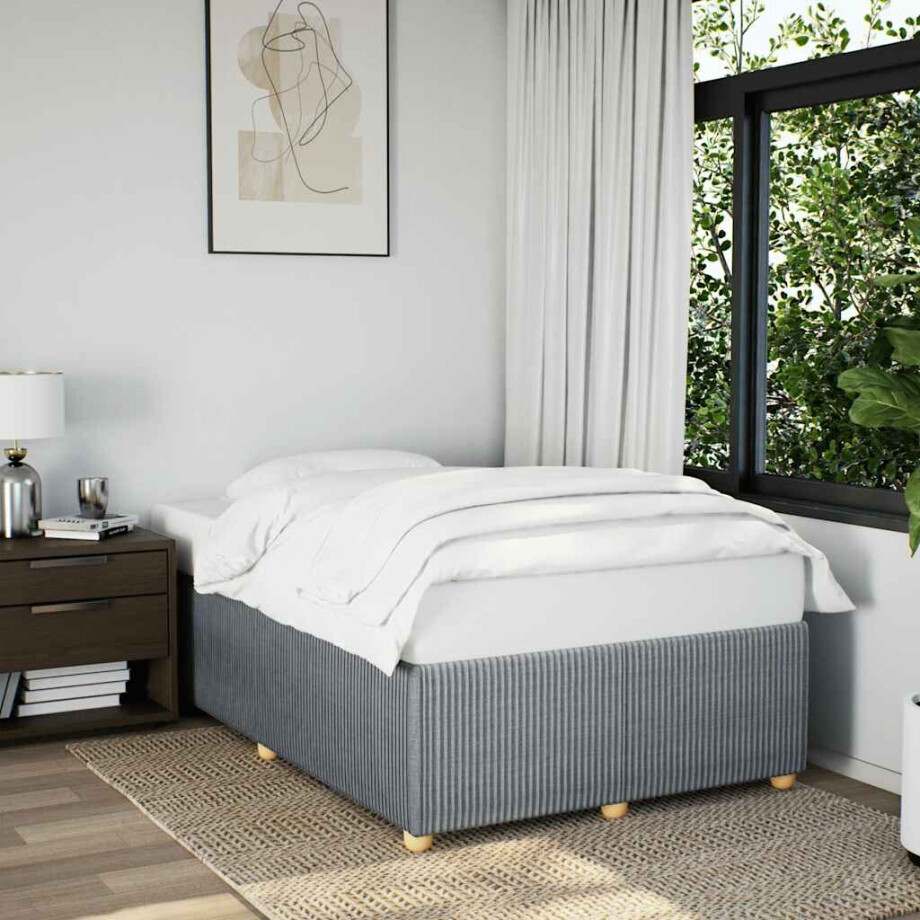 vidaXL Bedframe zonder matras 120x200 cm stof lichtgrijs afbeelding 1