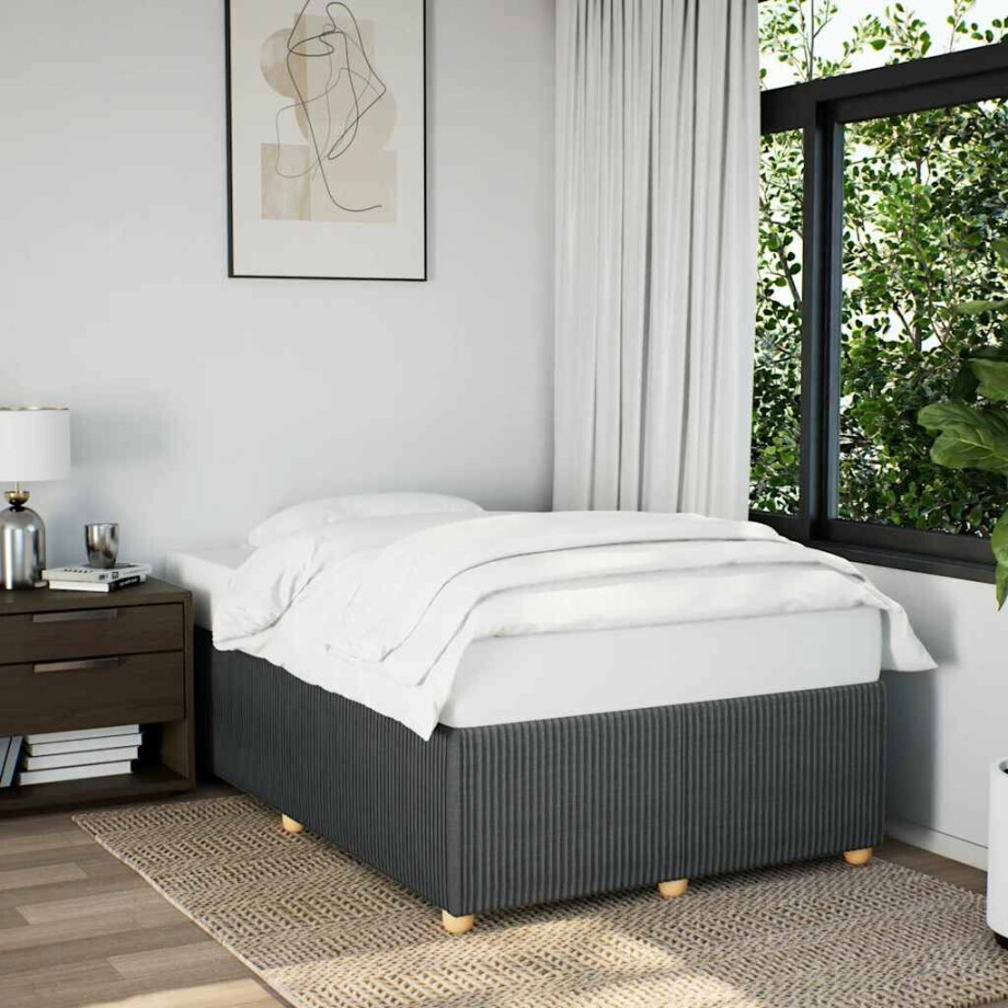 vidaXL Bedframe zonder matras 120x200 cm stof donkergrijs afbeelding 1