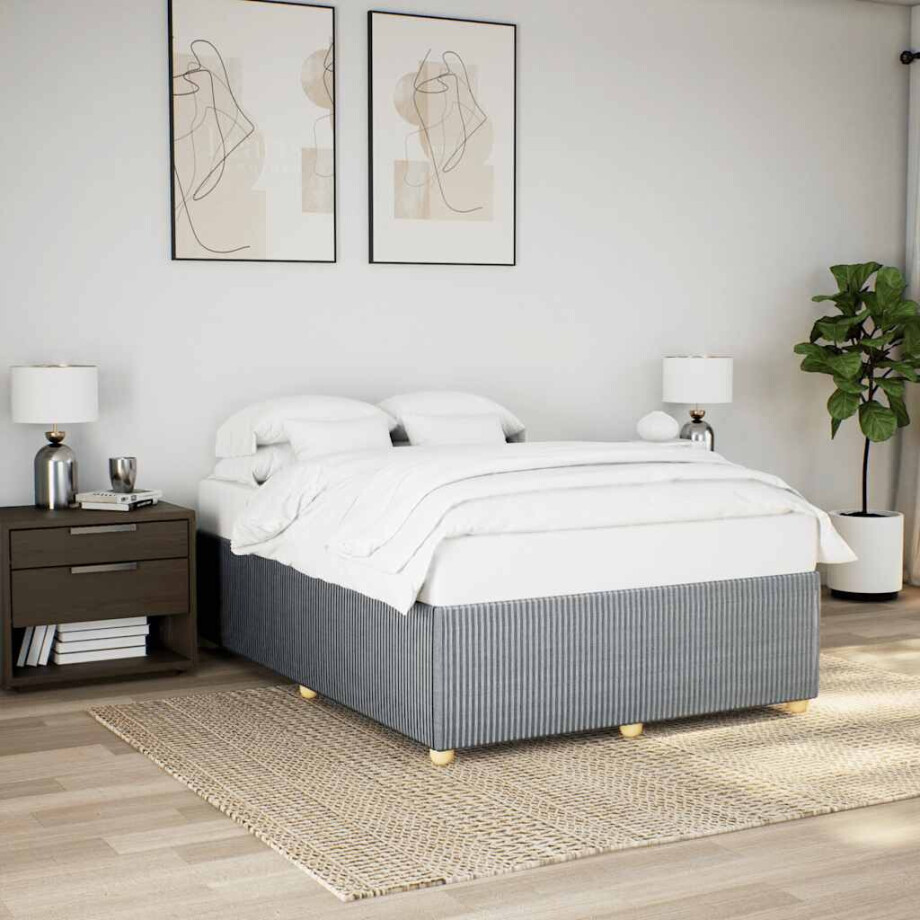 vidaXL Bedframe zonder matras stof lichtgrijs 160x200 cm vidaXL Bedframe zonder matras stof lichtgrijs 160x200 cm afbeelding 1