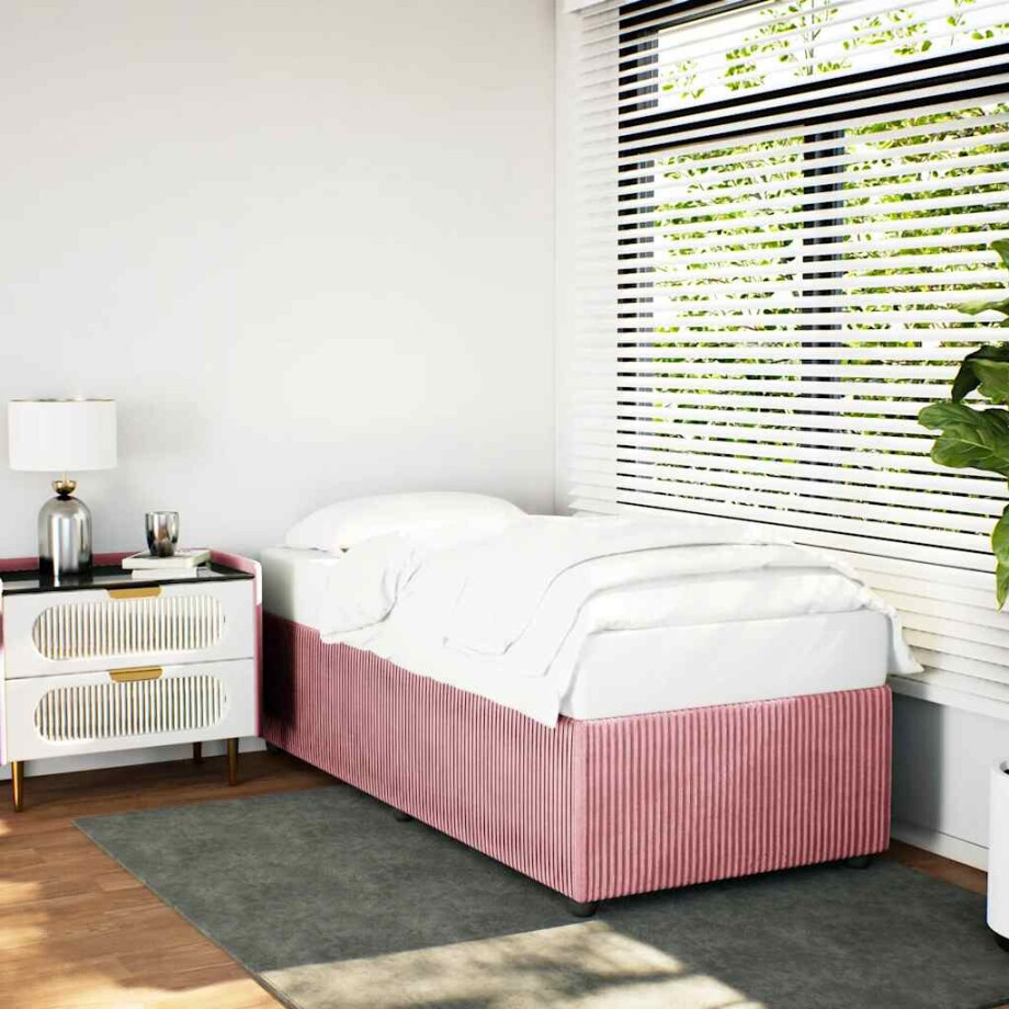 vidaXL Bedframe fluweel roze 90x200 cm vidaXL Bedframe fluweel roze 90x200 cm afbeelding 1