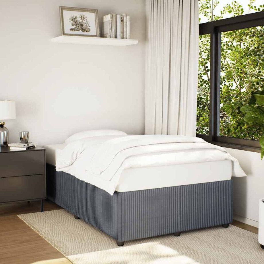 vidaXL Bedframe zonder matras 120x200 cm fluweel donkergrijs afbeelding 1