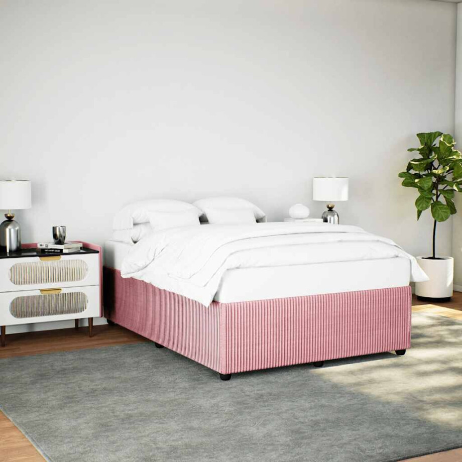 vidaXL Bedframe fluweel roze 140x200 cm vidaXL Bedframe fluweel roze 140x200 cm afbeelding 1