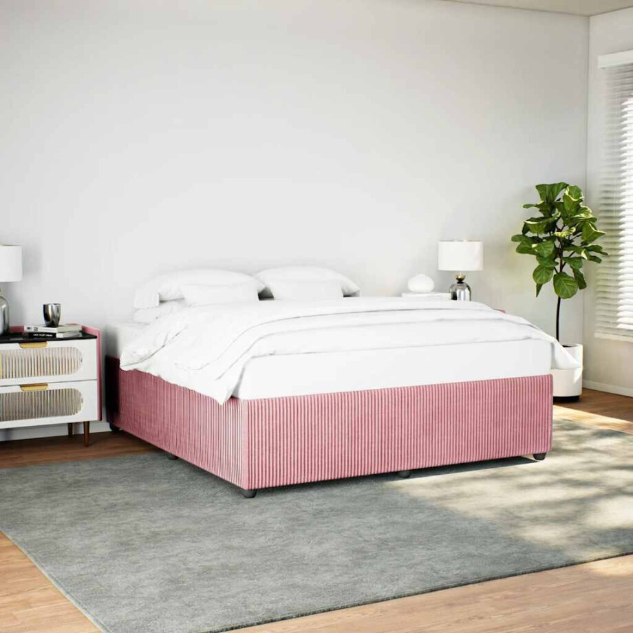 vidaXL Bedframe fluweel roze 180x200 cm vidaXL Bedframe fluweel roze 180x200 cm afbeelding 1