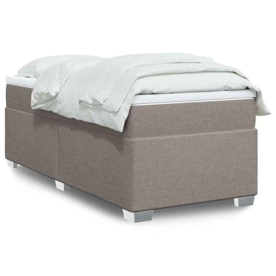 vidaXL Boxspring met matras stof taupe 90x190 cm vidaXL Boxspring met matras stof taupe 90x190 cm afbeelding 1