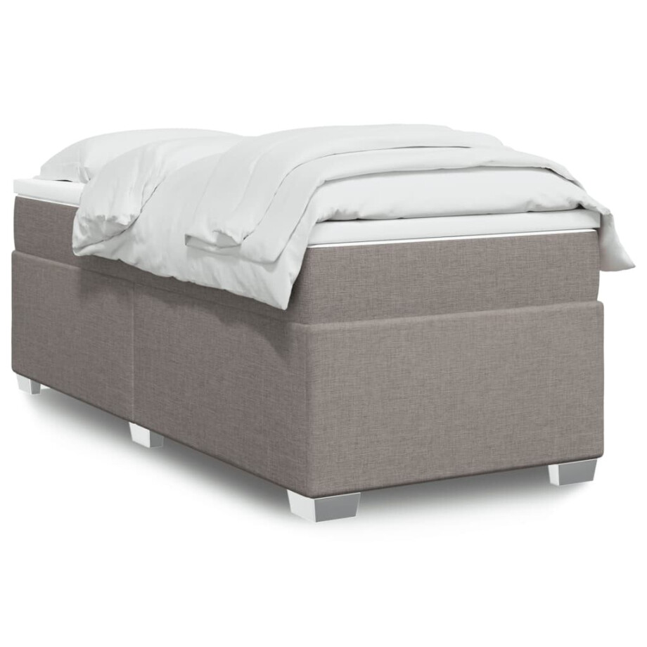 vidaXL Boxspring met matras stof taupe 100x200 cm vidaXL Boxspring met matras stof taupe 100x200 cm afbeelding 1