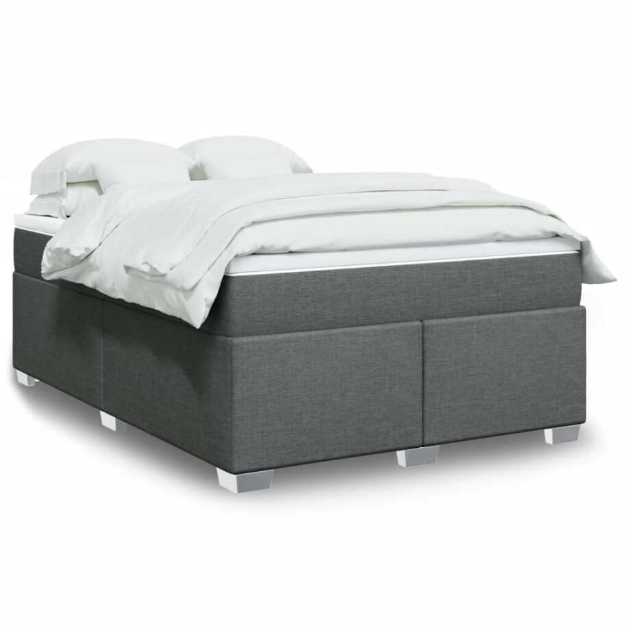 vidaXL Boxspring met matras stof donkergrijs 140x190 cm vidaXL Boxspring met matras stof donkergrijs 140x190 cm afbeelding 1