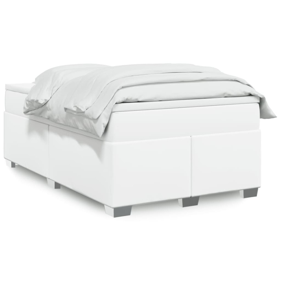 vidaXL Boxspring met matras kunstleer wit 120x200 cm afbeelding 1