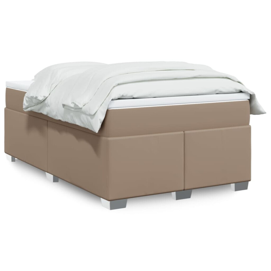 vidaXL Boxspring met matras kunstleer cappuccinokleurig 120x200 cm afbeelding 1