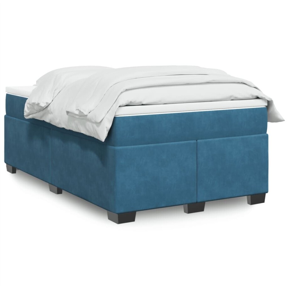 vidaXL Boxspring met matras fluweel donkerblauw 120x190 cm vidaXL Boxspring met matras fluweel donkerblauw 120x190 cm afbeelding 1