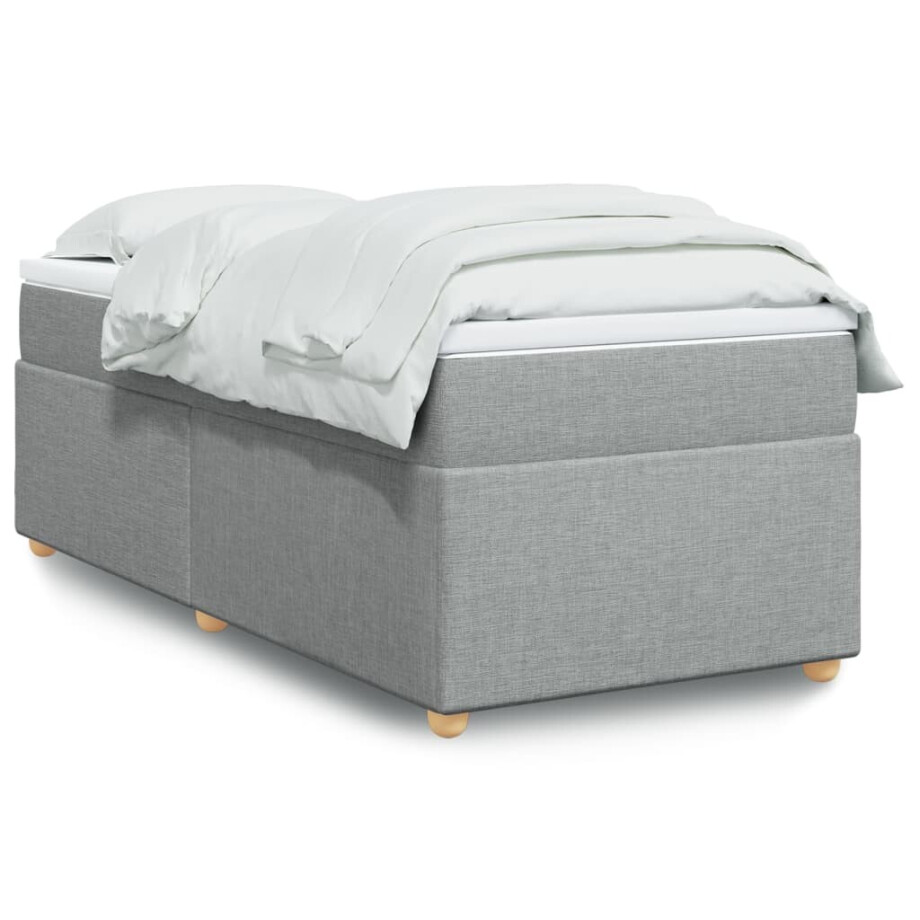vidaXL Boxspring met matras stof lichtgrijs 80x200 cm vidaXL Boxspring met matras stof lichtgrijs 80x200 cm afbeelding 1
