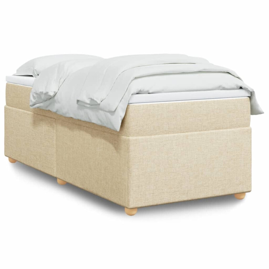 vidaXL Boxspring met matras stof crèmekleurig 80x200 cm vidaXL Boxspring met matras stof crèmekleurig 80x200 cm afbeelding 1