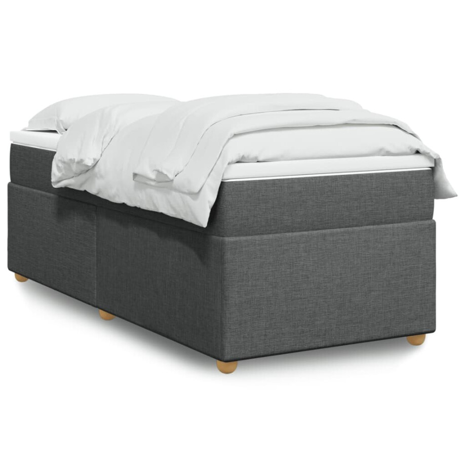 vidaXL Boxspring met matras stof donkergrijs 90x190 cm vidaXL Boxspring met matras stof donkergrijs 90x190 cm afbeelding 1