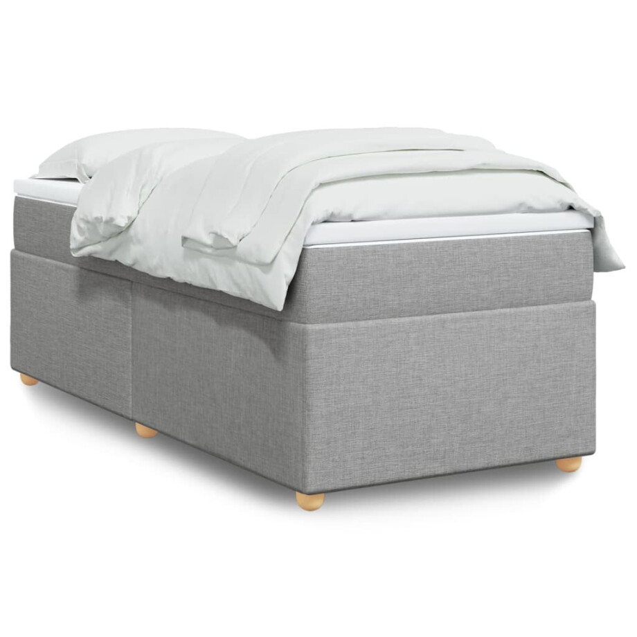 vidaXL Boxspring met matras stof lichtgrijs 90x200 cm vidaXL Boxspring met matras stof lichtgrijs 90x200 cm afbeelding 1