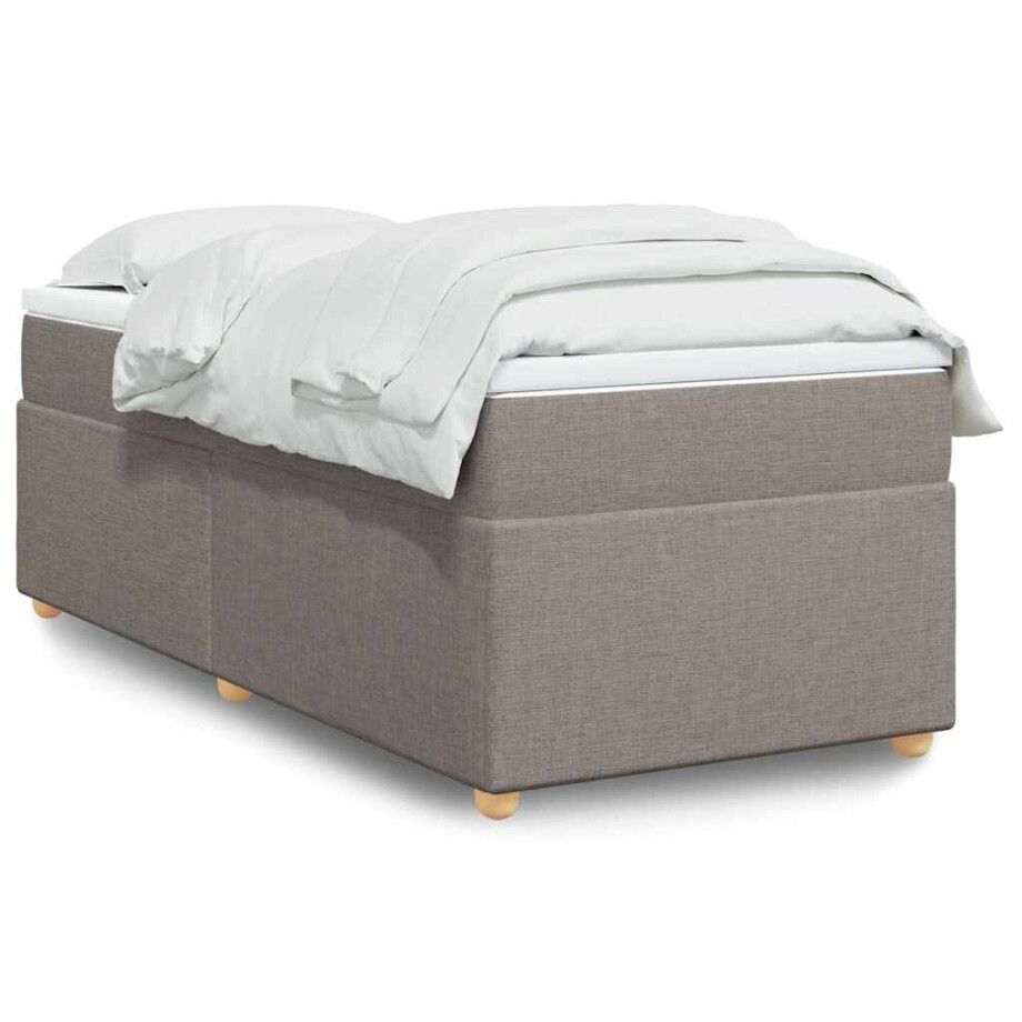 vidaXL Boxspring met matras stof taupe 90x200 cm vidaXL Boxspring met matras stof taupe 90x200 cm afbeelding 1