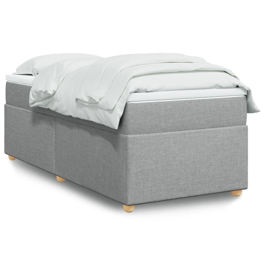 vidaXL Boxspring met matras stof lichtgrijs 100x200 cm vidaXL Boxspring met matras stof lichtgrijs 100x200 cm afbeelding 1